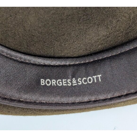 NEW Borges & Scott Doyle Teardrop Fedora Hat Brown 100% Wool Felt Size 56cm NWT - Picture 10 of 10